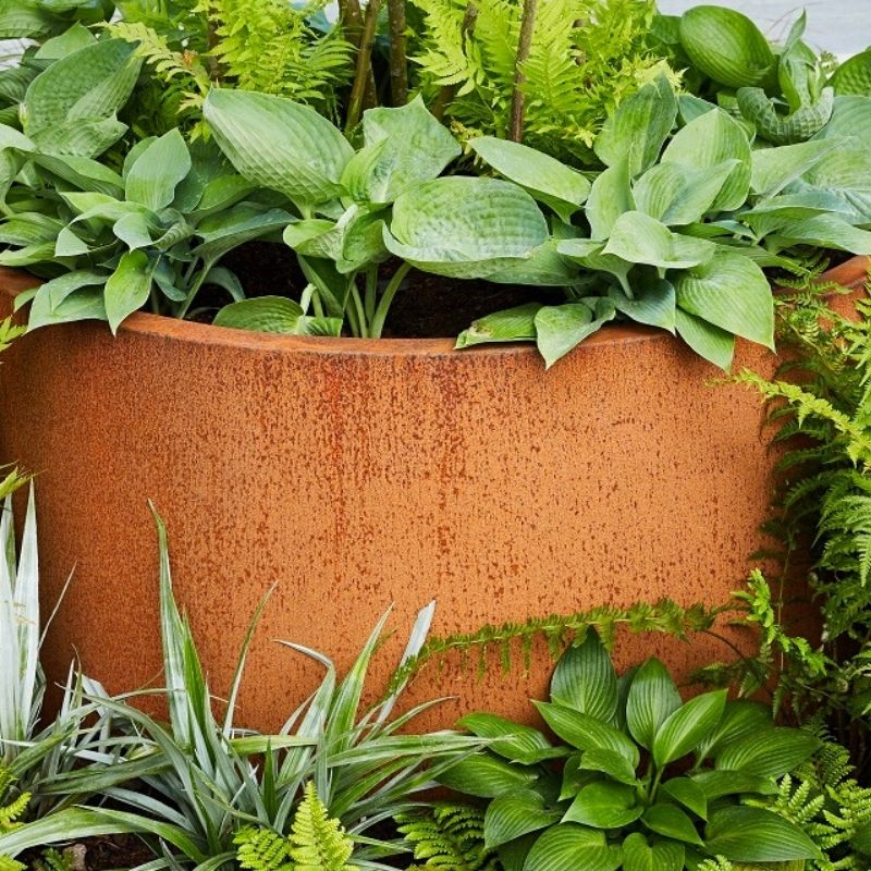 Corten Steel Low Cylinder Planter (120Ø x 100cm)