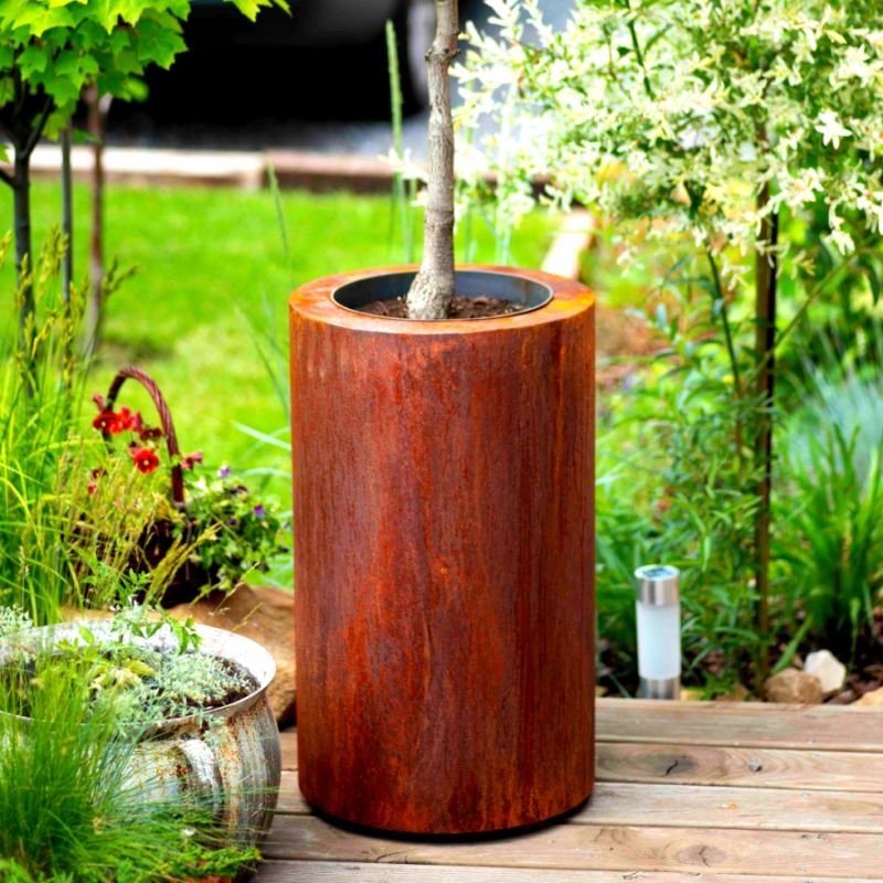 Corten Steel High Cylinder Planter (60Ø x 100cm)