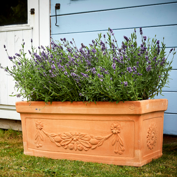 Terracotta Garland Trough made fro Galestro Clay (103L x 44W x 44Hcm)