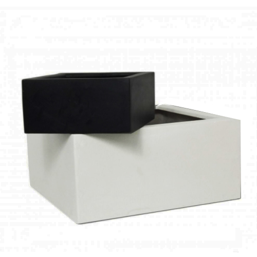 Polystone Low Cube Planter (White, 90L x 90W x 40Hcm)