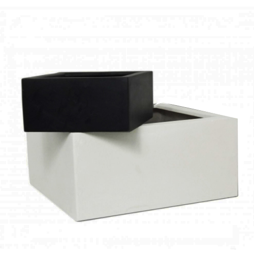 Polystone Low Cube Planter (Black, 52L x 52W x 25Hcm)