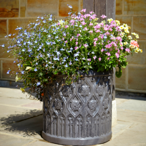 Faux Lead Clayfibre Moroccan Cylinder Planter (45D x 45Hcm)