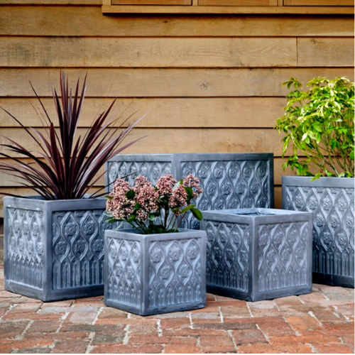 Faux Lead Clayfibre Moroccan Box Planters (45 x 45 x 45 cm)