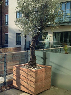 Large Wooden Tree Planter Made of Larch  (90 x 90 x75cm)