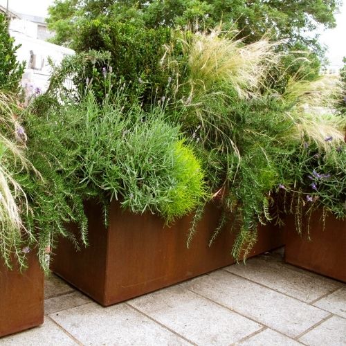 Corten Barrier Trough Planters 100 x 50 x 40 (H) cm