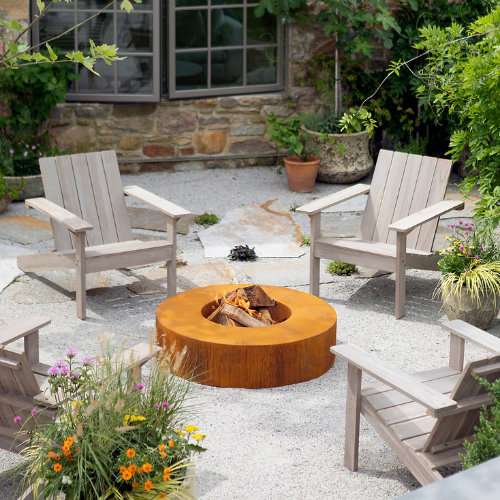 Corten Steel Round Fire Pit Table (100D x 28Hcm)