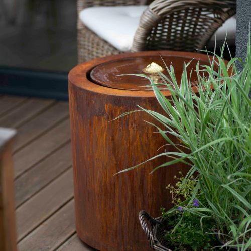 Corten Steel Ripple Round Water Table 50Ø  x 50 (H) cm