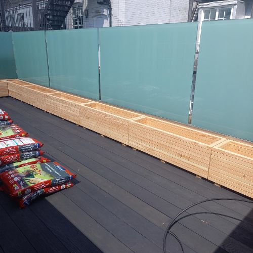 Wooden Larch Troughs for Green Screens without Posts (132L x 60D x 50H cm, No Staining)