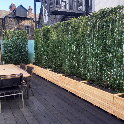 Wooden Larch Troughs for Green Screens without Posts (132L x 60D x 50H cm, No Staining)