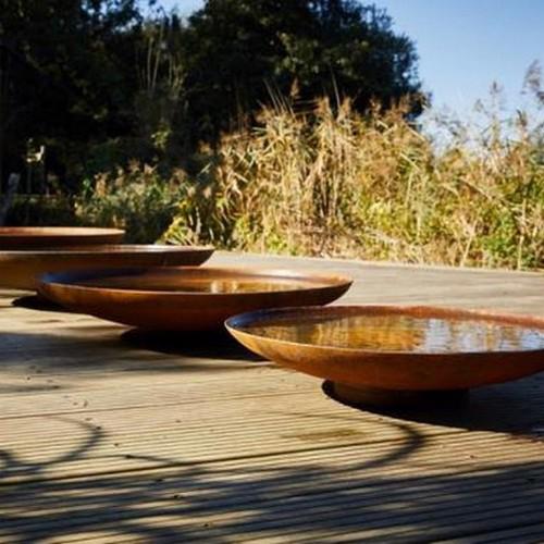 Corten Steel Curved Water Bowl  60Ø  x 12 (H) cm