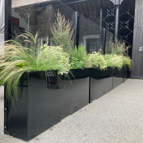 Cafe Barrier Planters  (150 x 40 x 80 cm, Glossy Black)