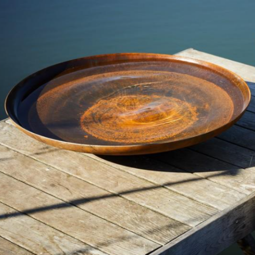 Corten Steel Curved Water Bowl  (120D cm)