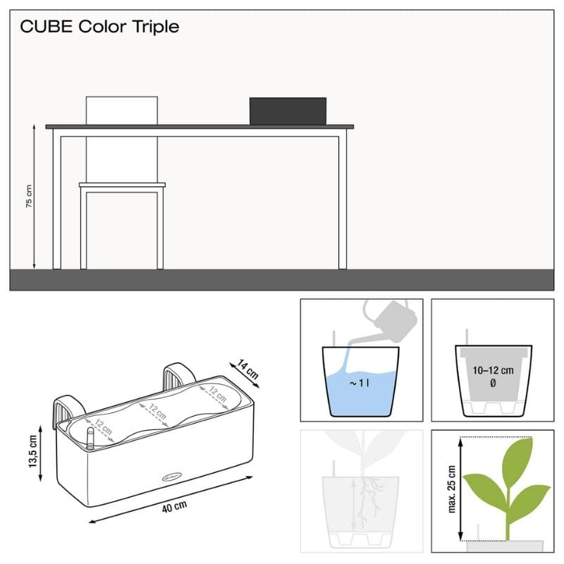 CUBE Table Color Triple (White)