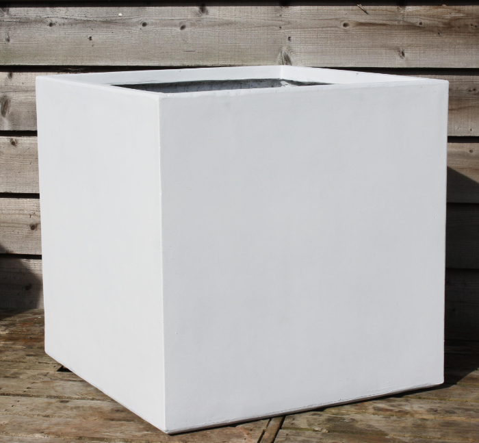 Fibrestone Contemporary Box Planter (60 x 60 x 60cm, White)
