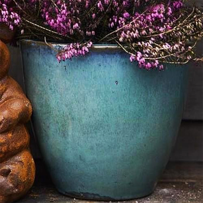 Glazed Large Egg Pot Planter- Streaky Green