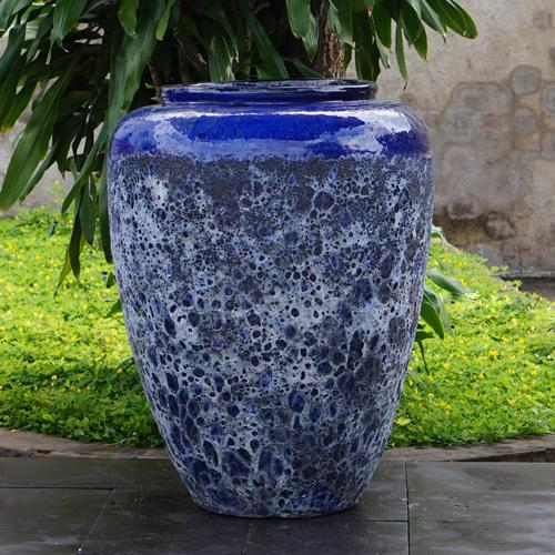 Ishim Vase 87cm - BLUE - Glazed Ceramic planter