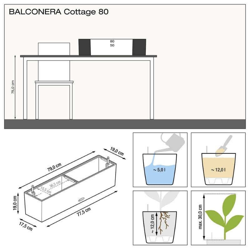 Lechuza Balconera Cottage (79 x 19 x 19 cm, Granite)