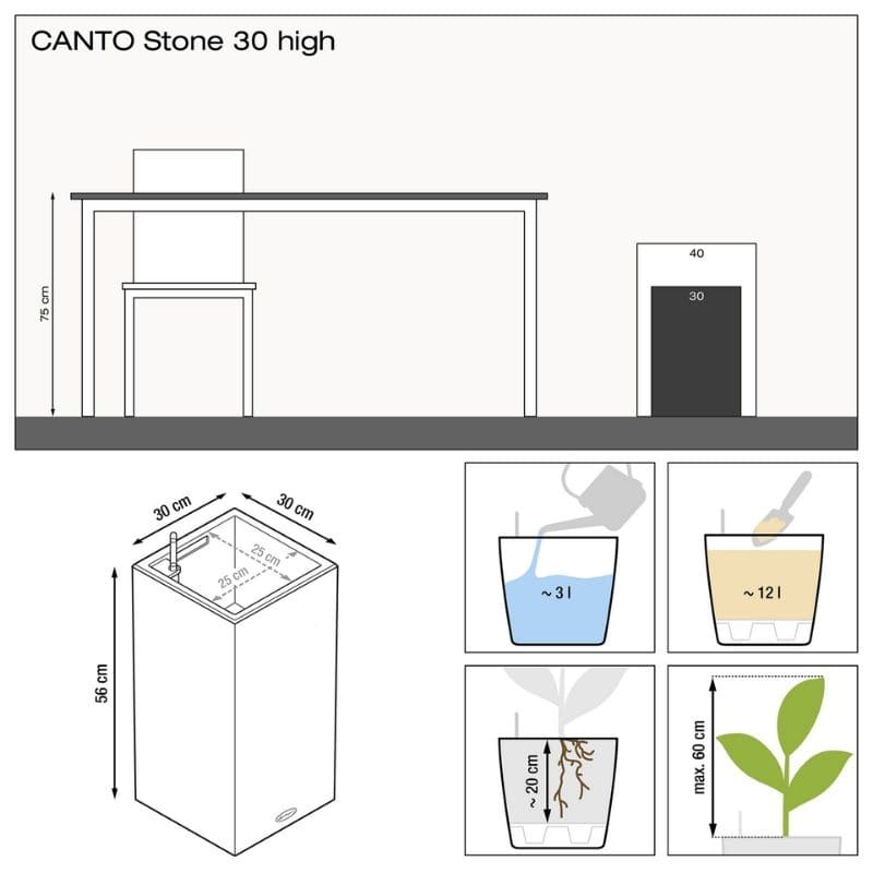 Lechuza CANTO HIGH (CANTO Stone 30 high, Sand Beige)