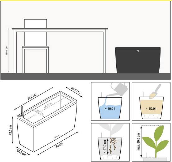 Lechuza CARARO Self Watering Planters  (White High Gloss)