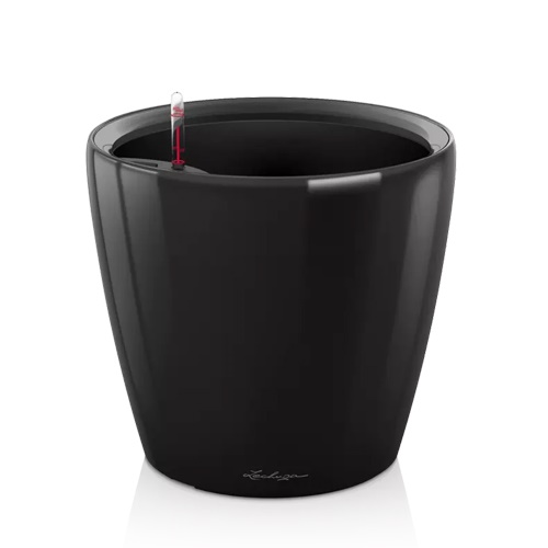 Lechuza CLASSICO LS PREMIUM Self-Watering Planter  (Black High-Gloss, CLASSICO LS 35)