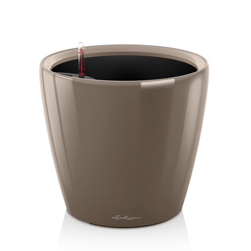 Lechuza CLASSICO LS PREMIUM Self-Watering Planter  (Shiny Taupe, CLASSICO LS 35)