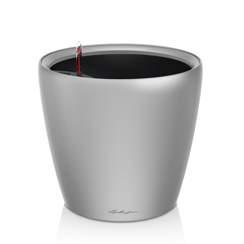 Lechuza CLASSICO LS PREMIUM Self-Watering Planter  (Silver Metallic, CLASSICO LS 50)