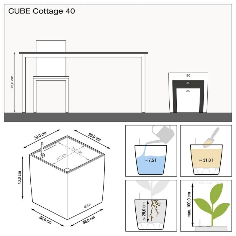 Lechuza CUBE Cottage (CUBE Cottage 40, White)