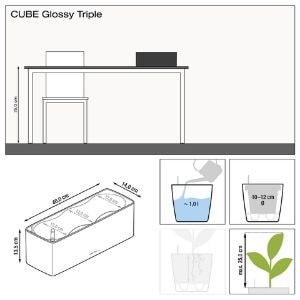 Lechuza CUBE Glossy Triple (White High-Gloss)