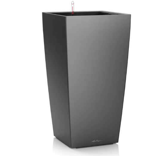 Lechuza CUBICO PREMIUM Self Watering Planter (CUBICO 30, Charcoal Metallic)