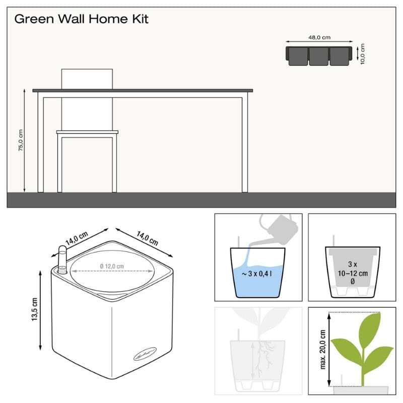 Lechuza Green Wall Home Kit Glossy (Charcoal High Gloss)