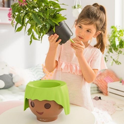Lechuza OJO Planting Flower Pots for Children  (Green Apple)