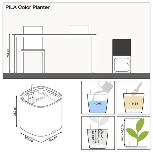 Lechuza PILA Color Self Watering planters (Light Grey)