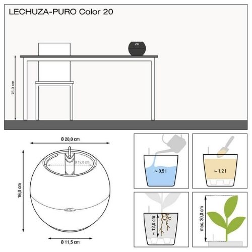 Lechuza PURO 20 self watering pot (Sand Brown)