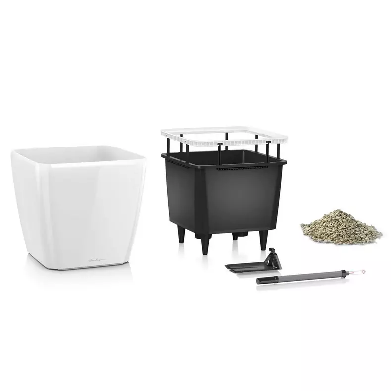 Lechuza QUADRO LS Premium Self Watering Planter  (QUADRO LS 35, Black High-gloss)