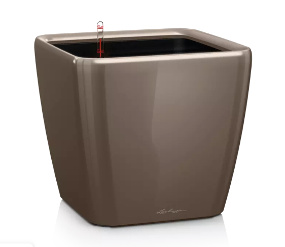 Lechuza QUADRO LS Premium Self Watering Planter  (QUADRO LS 35, Shiny Taupe)
