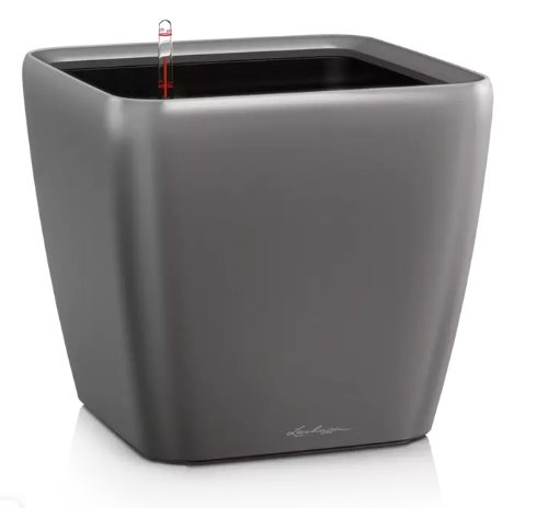 Lechuza QUADRO LS Premium Self Watering Planter  (QUADRO LS 50, Charcoal Metallic)