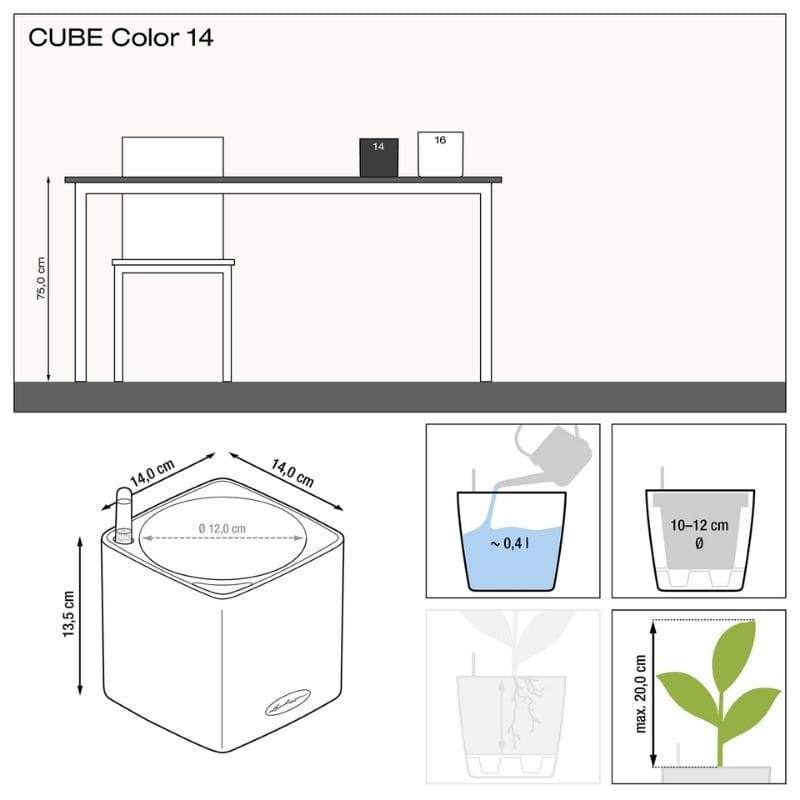 Lechuza TABLE CUBE Color (CUBE Color 14, Slate)