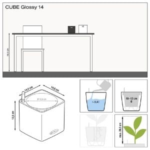 Lechuza TABLE Cube Glossy (CUBE Glossy 14, Charcoal High Gloss)