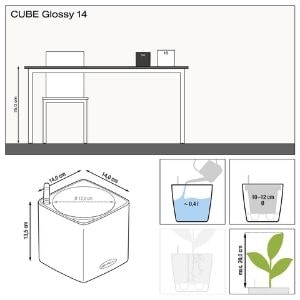 Lechuza TABLE Cube Glossy (CUBE Glossy 14, Scarlet Red High Gloss)