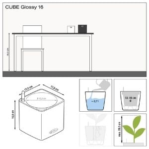 Lechuza TABLE Cube Glossy (CUBE Glossy 16, Charcoal High Gloss)