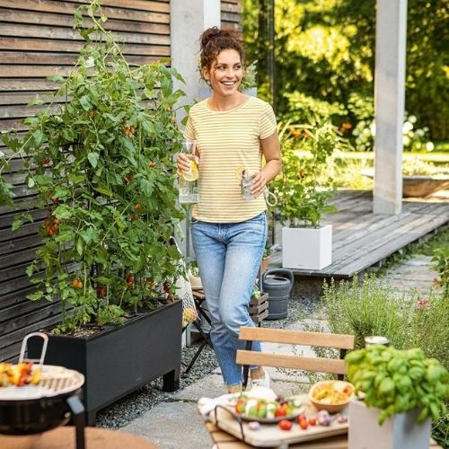 Lechuza TRIO Stone Self Watering Trough (Stone Grey)