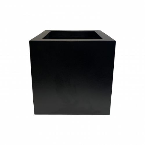 Satin Fibrestone Contemporary Box Planter (50 x 50 x 50cm, Black)