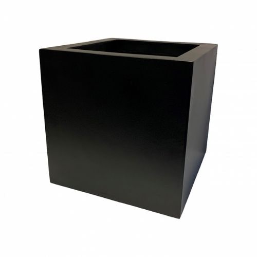 Satin Fibrestone Contemporary Box Planter (50 x 50 x 50cm, Black)