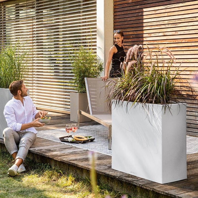 Lechuza CANTO Wide Self Watering Planter (Stone Grey)