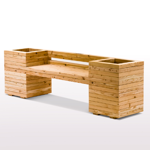 Wooden Planter Bench with Back