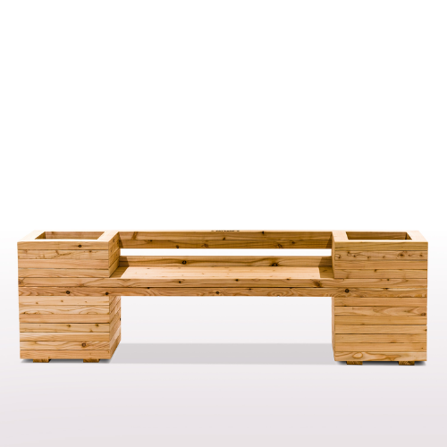 Wooden Planter Bench with Back