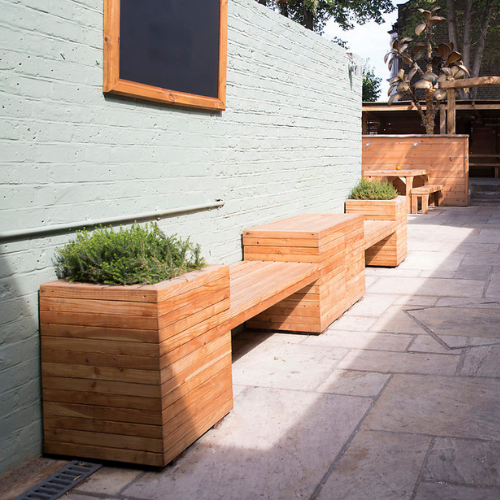 Wooden Planter Bench